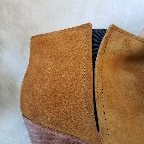 Rachel Comey Mars Nubuck Suede Leather Stack Heel Camel Ankle Booties - Picture 8 of 10